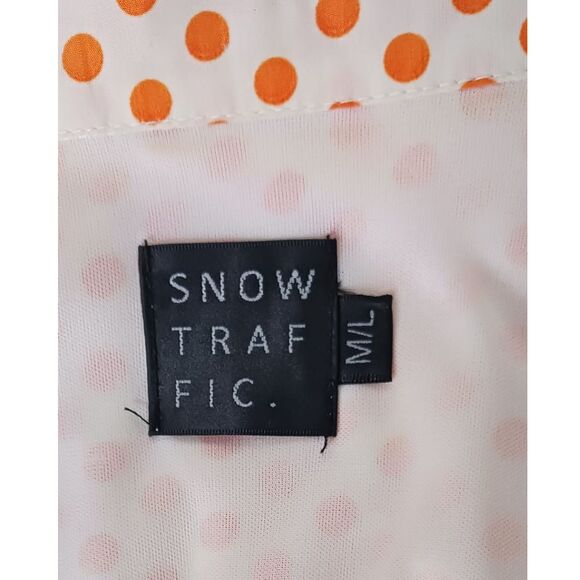 Snow Traffic Ivory & Orange Polka Dot Sleeveless Mini Dress Sz Medium - Picture 3 of 7